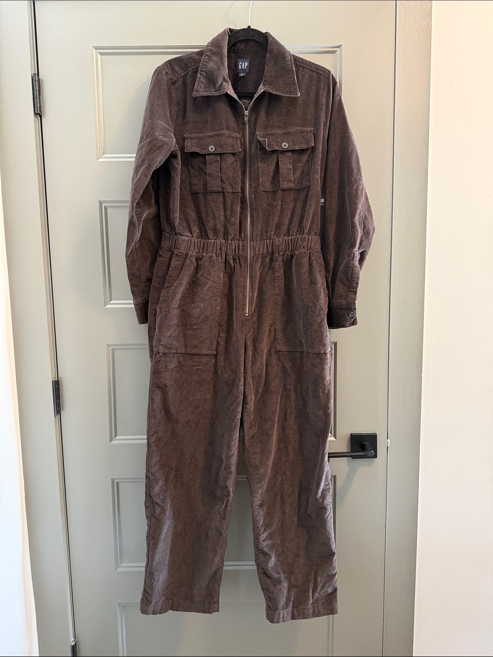 GAP Brown Corduroy Utility Jumpsuit with Front Zip
